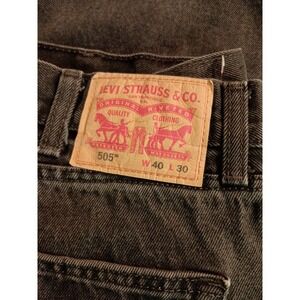 Levi's 505 Jeans Men's Size 40x30 Black Denim Regular Fit Straight Leg